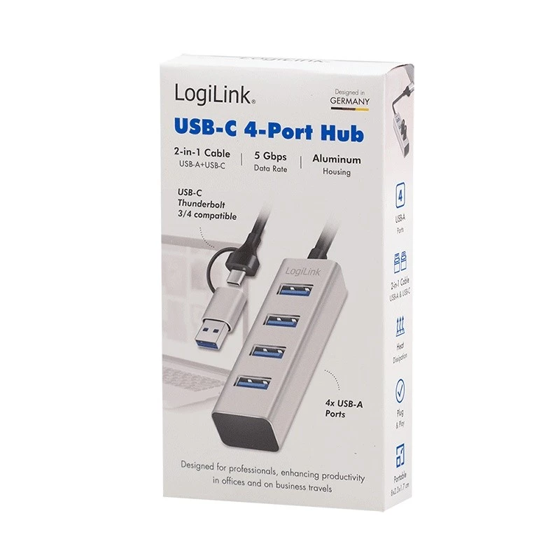 USB 3.0 šakotuvas, 4 prievadai USB-A, 5 Gbit/s