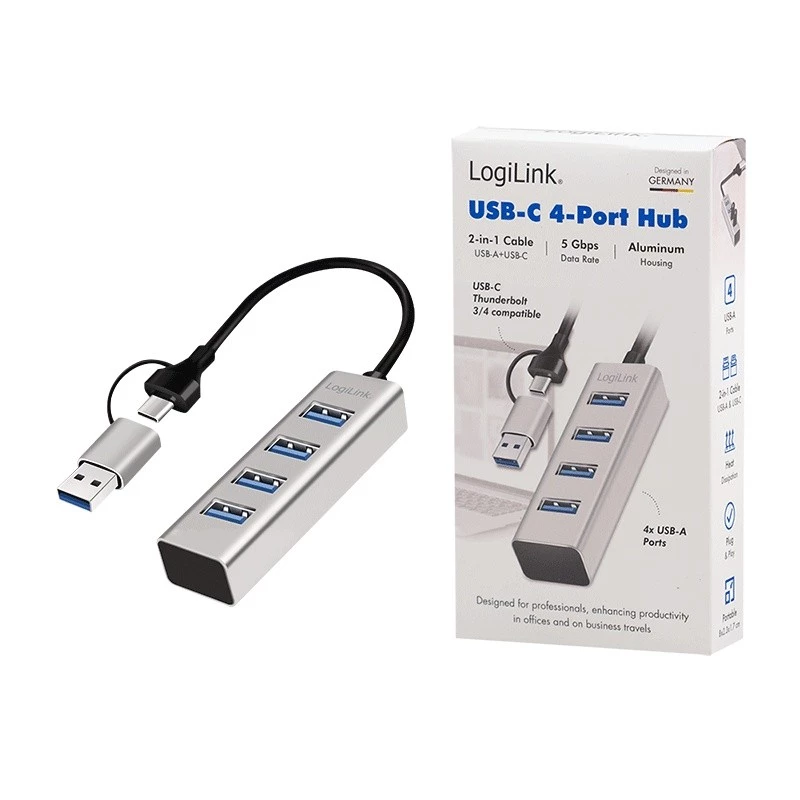 USB 3.0 šakotuvas, 4 prievadai USB-A, 5 Gbit/s