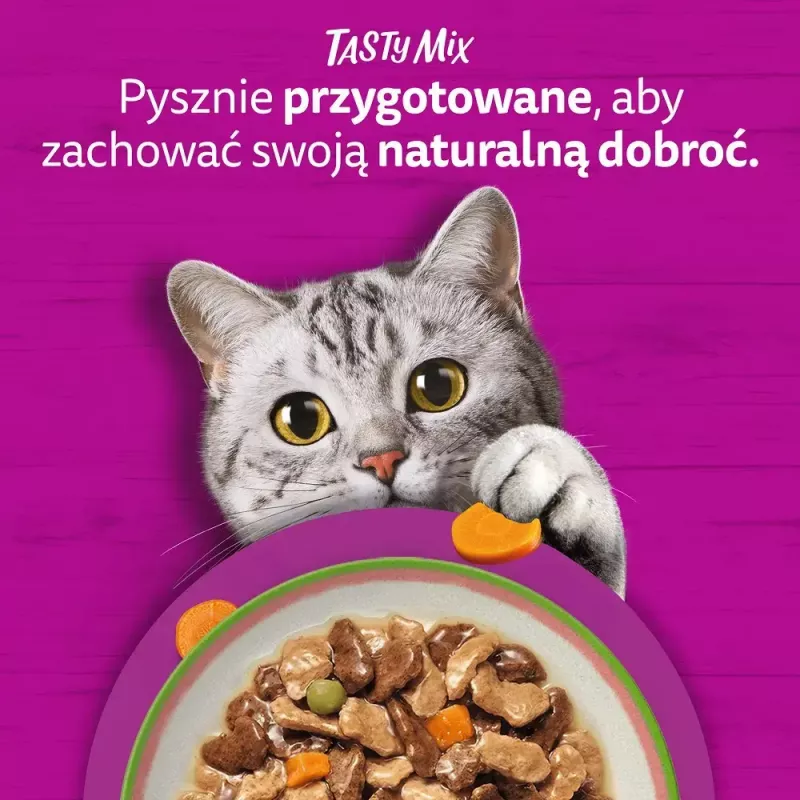 Šlapias kačių maistas Whiskas Tasty Mix šefo pasirinkimas padaže 40×85 g maišeliai