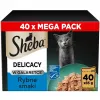 Šlapias kačių maistas Sheba Delicacy Fish Flavours in Jelly, 40×85 g skardinės, suaugusioms katėms, 11 % baltymų, 78 % drėgmės
