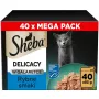 Šlapias kačių maistas Sheba Delicacy Fish Flavours in Jelly, 40×85 g skardinės, suaugusioms katėms, 11 % baltymų, 78 % drėgmės