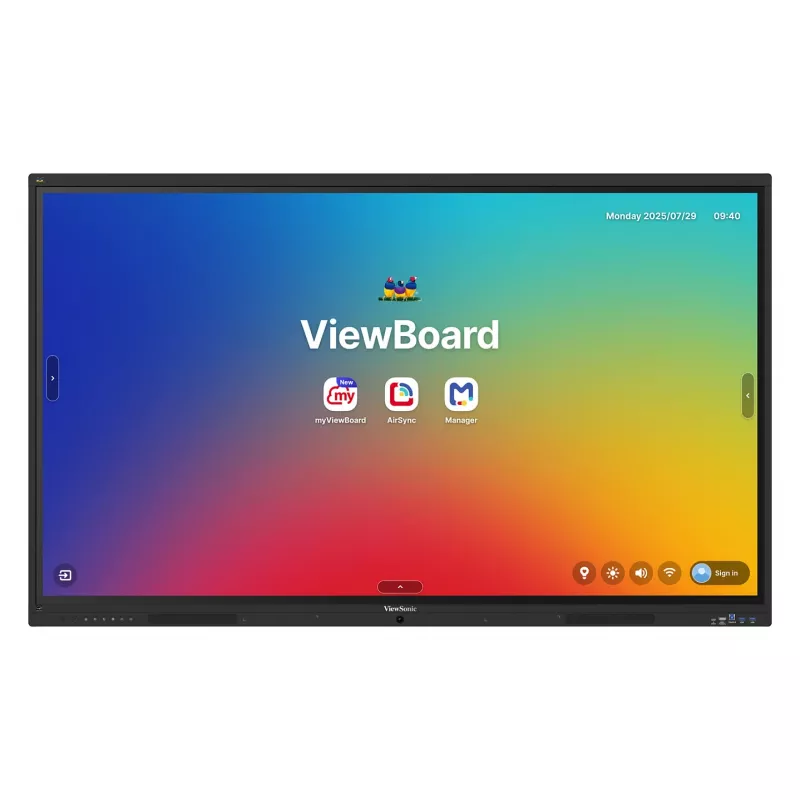 ViewBoard 41 serijos jutiklinis ekranas 65INCH UHD, Android 16 EDLA, IR 450 nitų, 2x20 W + žemų dažnių garsiakalbis 15 W + 8 mikrofonų masyvas, 3 x USB-C 8/128 GB, 8 branduolių C
