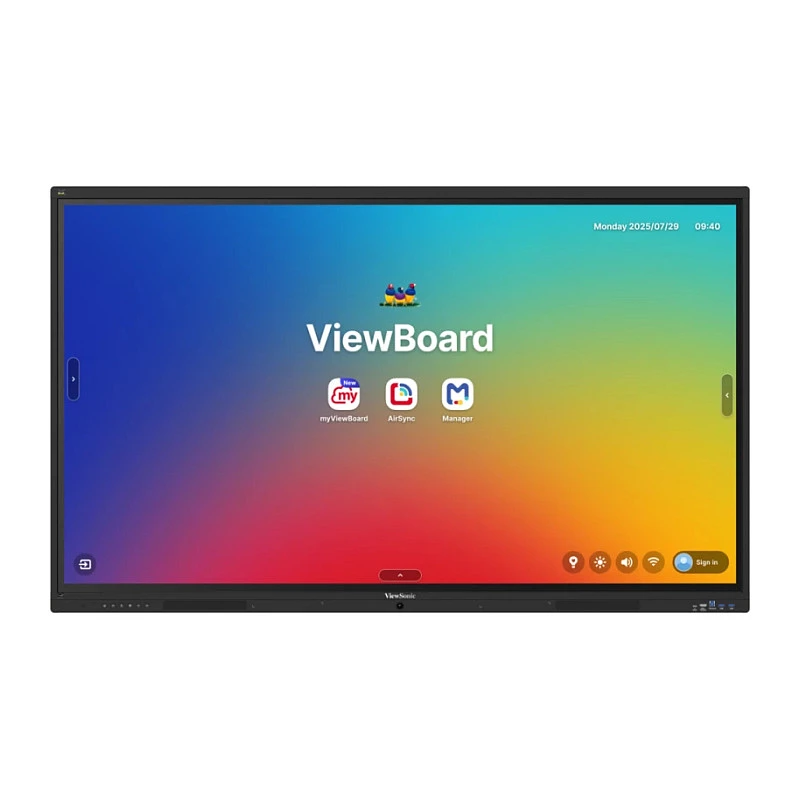 ViewBoard 41 serijos jutiklinis ekranas 65INCH UHD, Android 16 EDLA, IR 450 nitų, 2x20 W + žemų dažnių garsiakalbis 15 W + 8 mikrofonų masyvas, 3 x USB-C 8/128 GB, 8 branduolių C
