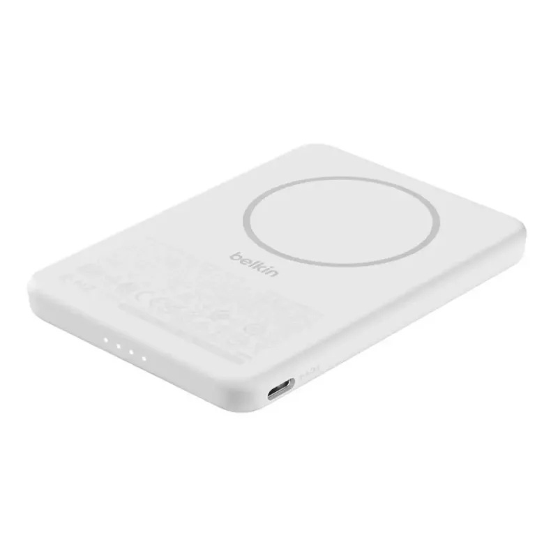 Išorinė baterija Belkin BPD010hqWH 5000 mAh, belaidis įkrovimas 7.5 W, USB-C, balta
