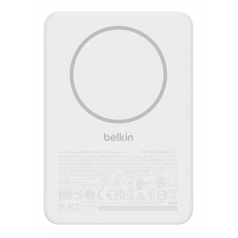 Išorinė baterija Belkin BPD010hqWH 5000 mAh, belaidis įkrovimas 7.5 W, USB-C, balta