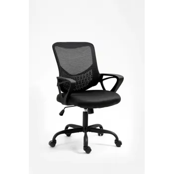 Biuro kėdė ActiveJet YK507 juoda — pasukama ergonominė darbo kėdė, audinys / PU, reguliuojamas aukštis