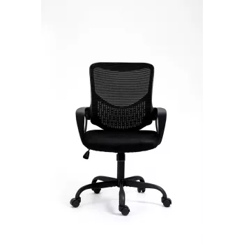 Biuro kėdė ActiveJet YK507 juoda — pasukama ergonominė darbo kėdė, audinys / PU, reguliuojamas aukštis