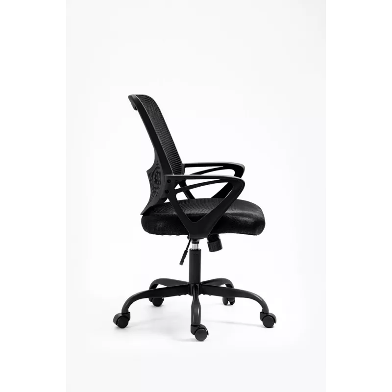 Biuro kėdė ActiveJet YK507 juoda — pasukama ergonominė darbo kėdė, audinys / PU, reguliuojamas aukštis
