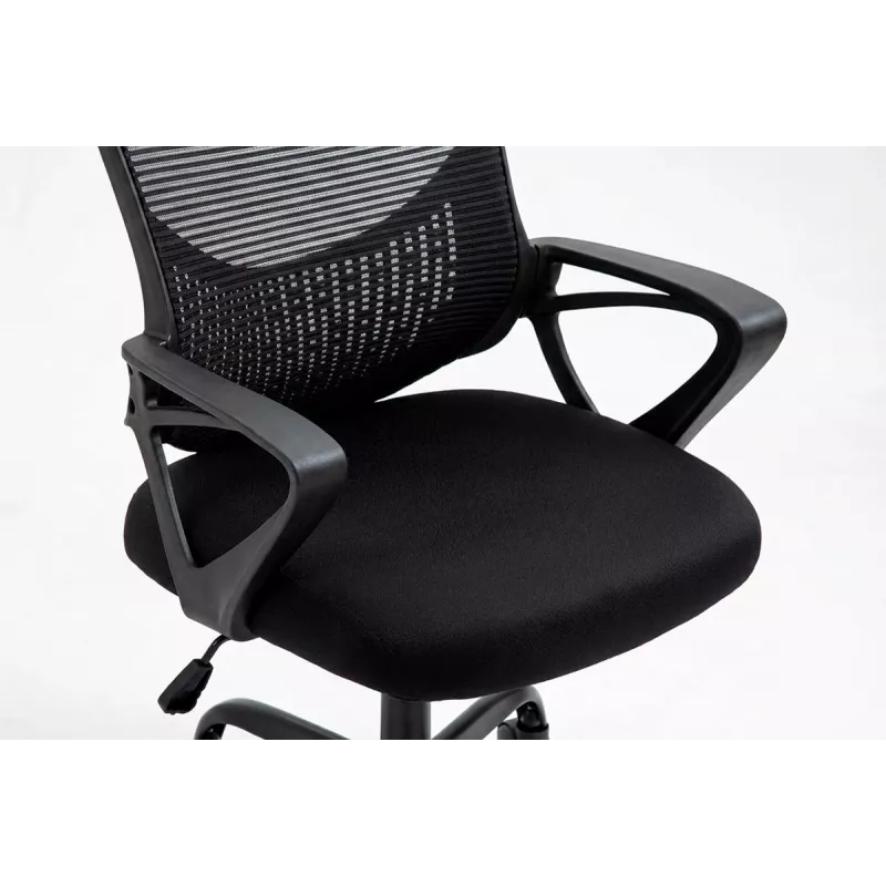Biuro kėdė ActiveJet YK507 juoda — pasukama ergonominė darbo kėdė, audinys / PU, reguliuojamas aukštis