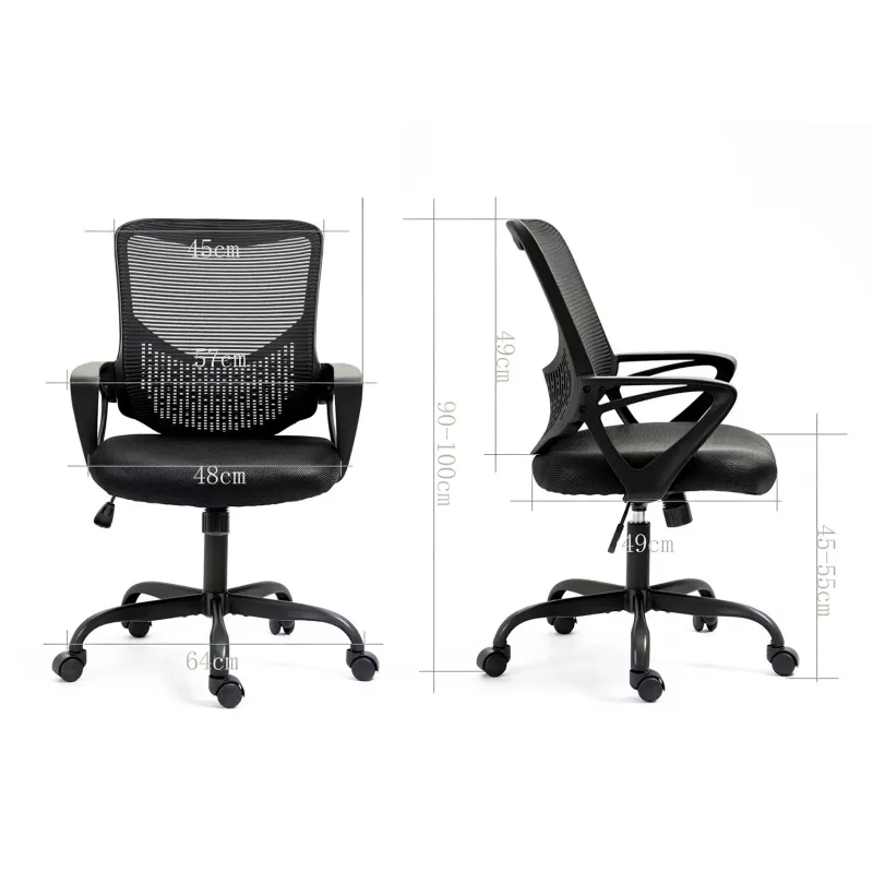 Biuro kėdė ActiveJet YK507 juoda — pasukama ergonominė darbo kėdė, audinys / PU, reguliuojamas aukštis
