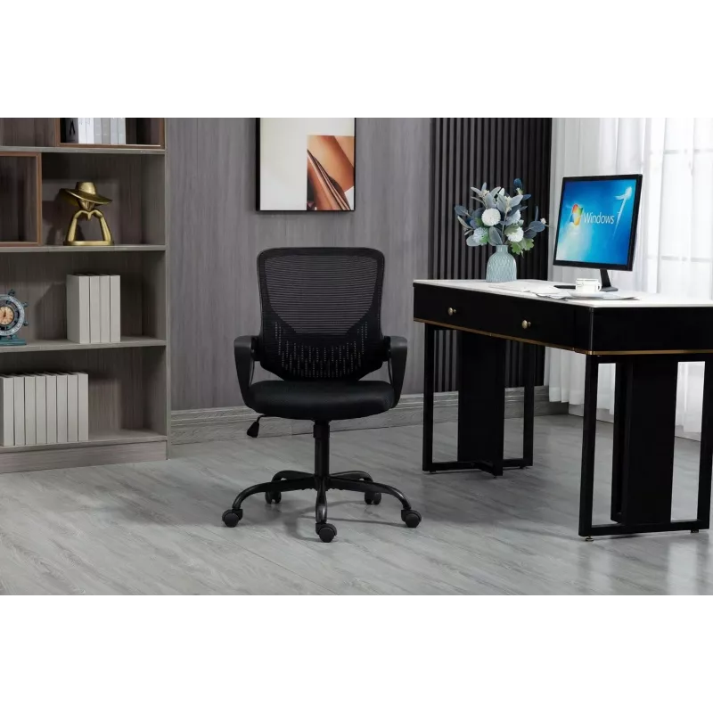 Biuro kėdė ActiveJet YK507 juoda — pasukama ergonominė darbo kėdė, audinys / PU, reguliuojamas aukštis
