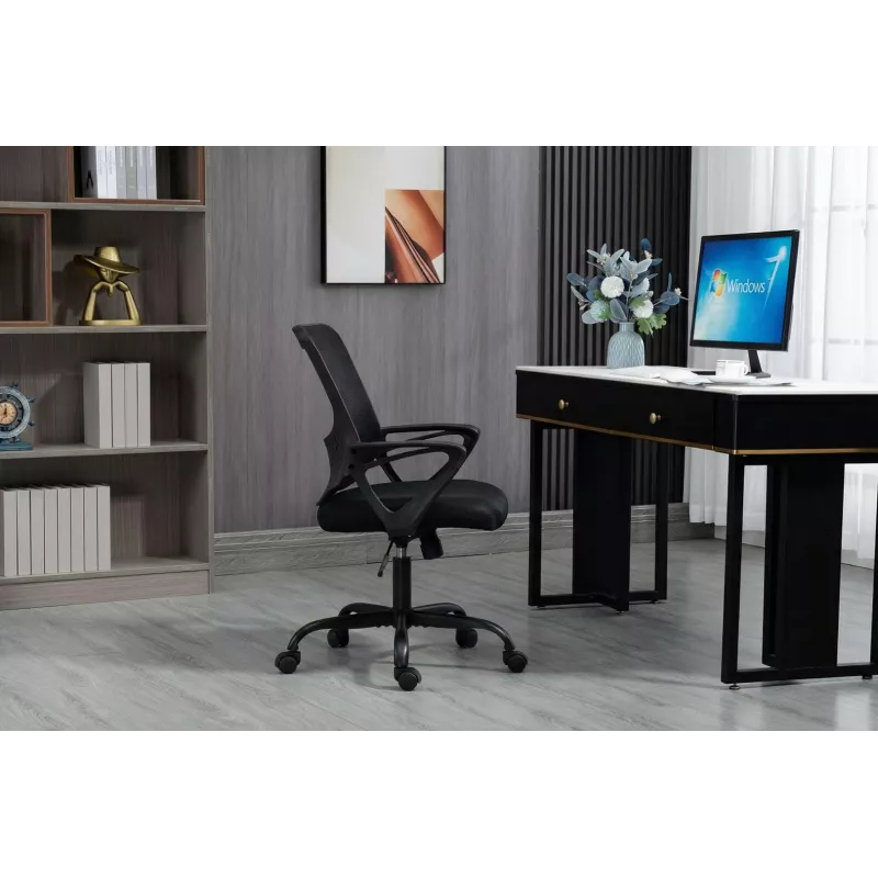 Biuro kėdė ActiveJet YK507 juoda — pasukama ergonominė darbo kėdė, audinys / PU, reguliuojamas aukštis