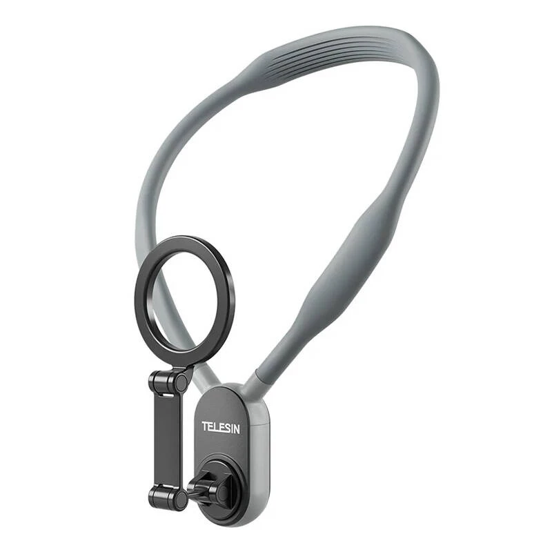 Telesin magnetinis kaklo laikiklis MNM-002, skirtas iPhone (12–16) — reguliuojamas kampas, lengvas