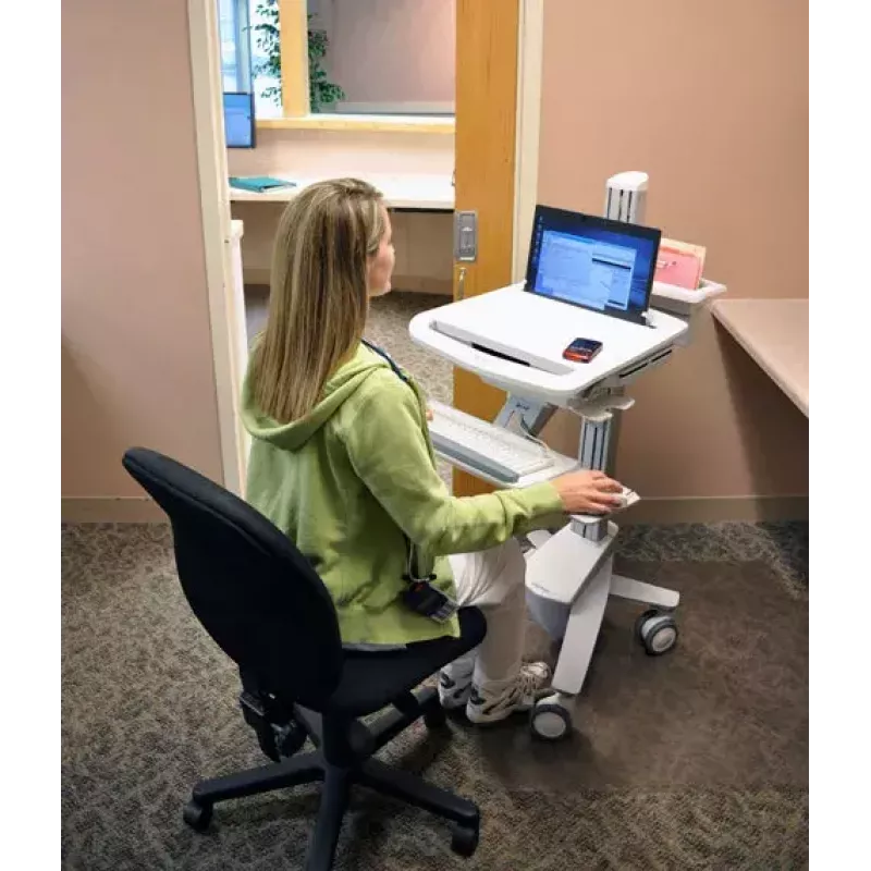 Multimedijos nešiojamojo kompiuterio vežimėlis ERGOTRON StyleView EMR SV41-6100-0 — baltas, aliuminis/plastikas, 51 cm aukščio reguliavimas, 26 kg