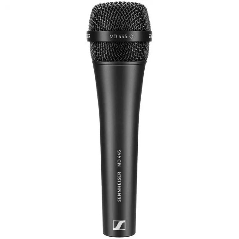 Dinaminis superkardioidinis mikrofonas Sennheiser MD 445 – profesionalus vokalinis/instrumentinis mikrofonas, tvirtas metalinis korpusas