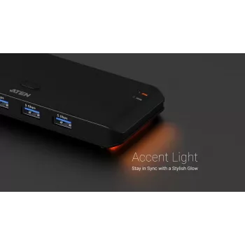 USB 3.2 Gen1 2x4 dalijimosi jungiklis ATEN US5324 su A ir C šeimininko prievadais ir 4 įrenginių prievadais