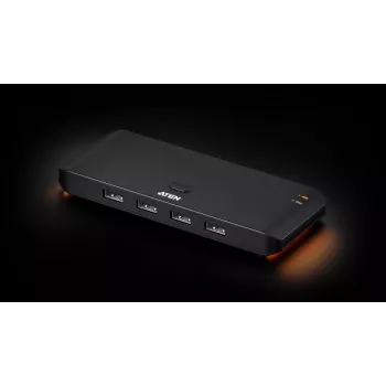 USB 2.0 dalijimosi jungiklis ATEN US4224 — 2x priegloba prie 4x įrenginio, 480 Mbps, juodas