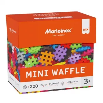 Konstrukciniai blokeliai Marioinex Mini Waffle 200 vnt. — plastikinis tarpusavyje jungiamas statybos rinkinys