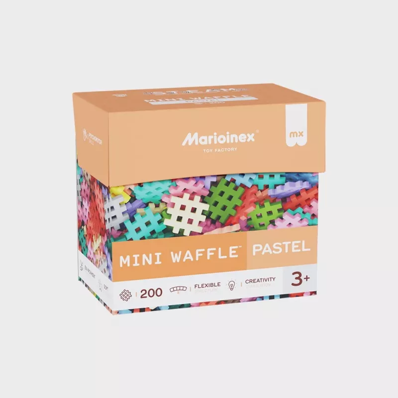 Konstrukcinės kaladėlės Marioinex Mini Waffle 200 vienetų pastelinės — konstravimo rinkinys vaikams