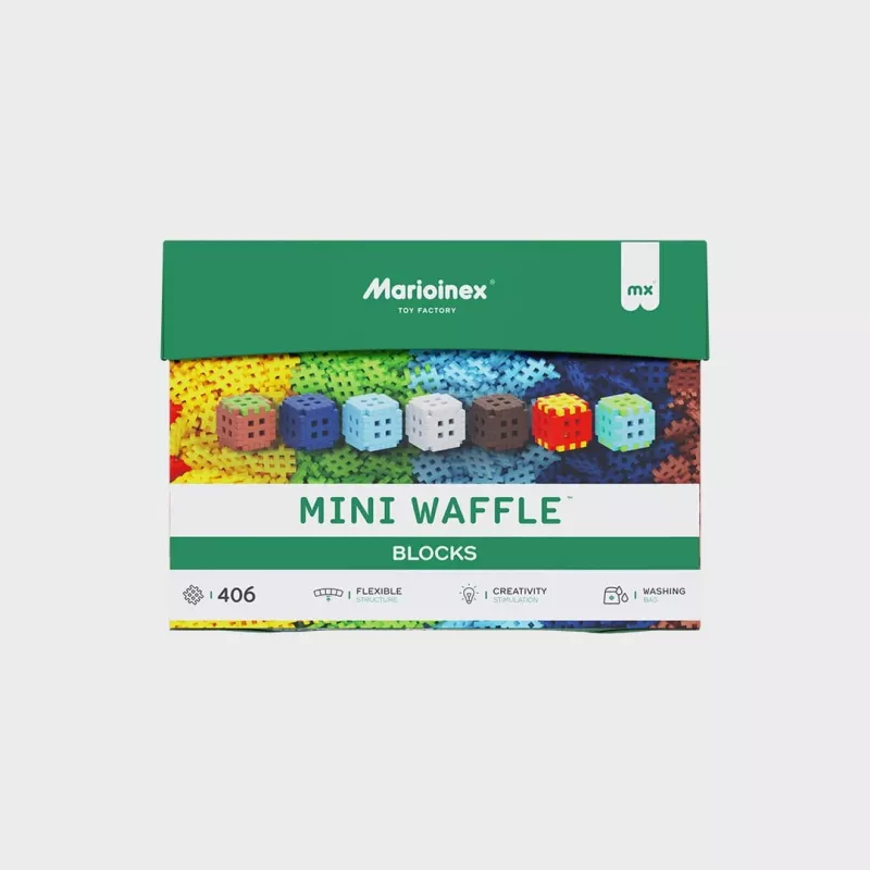Konstrukciniai blokeliai Marioinex Mini Waffle 406 vnt. — statybos rinkinys kūrybiniam žaidimui