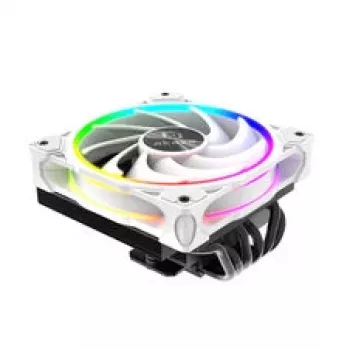 CPU aušintuvas Akasa SOHO H6L RGB white — žemo profilio radiatorius su RGB ventiliatoriumi, suderinamas su mini-ITX kompaktiškomis sistemomis