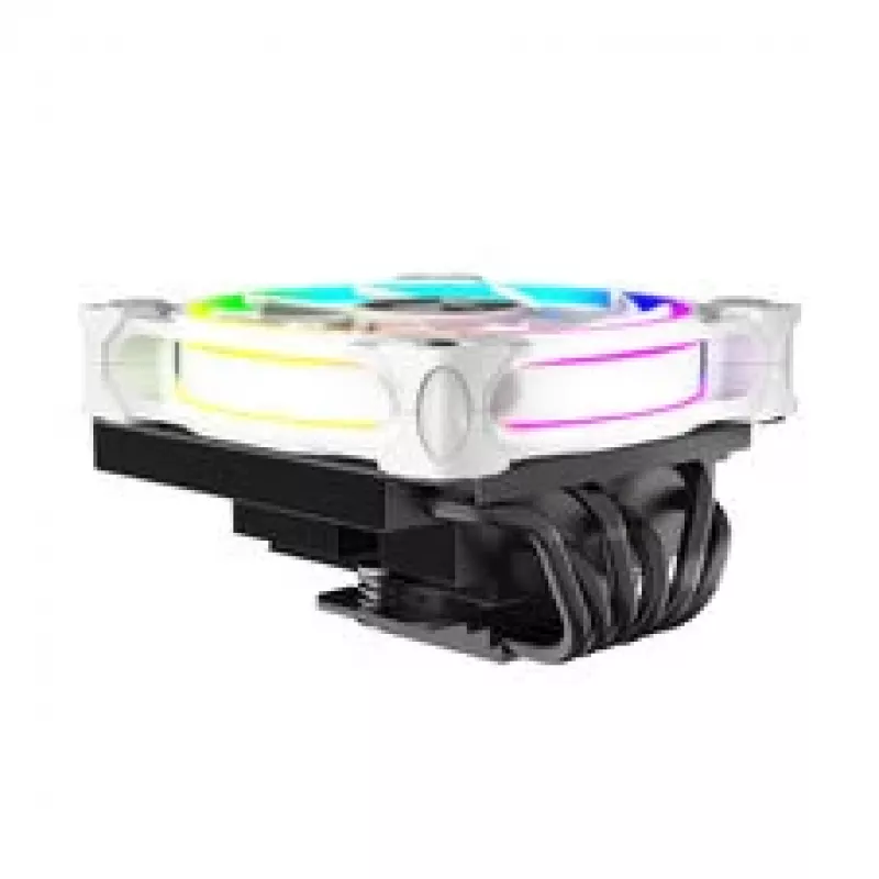 CPU aušintuvas Akasa SOHO H6L RGB white — žemo profilio radiatorius su RGB ventiliatoriumi, suderinamas su mini-ITX kompaktiškomis sistemomis