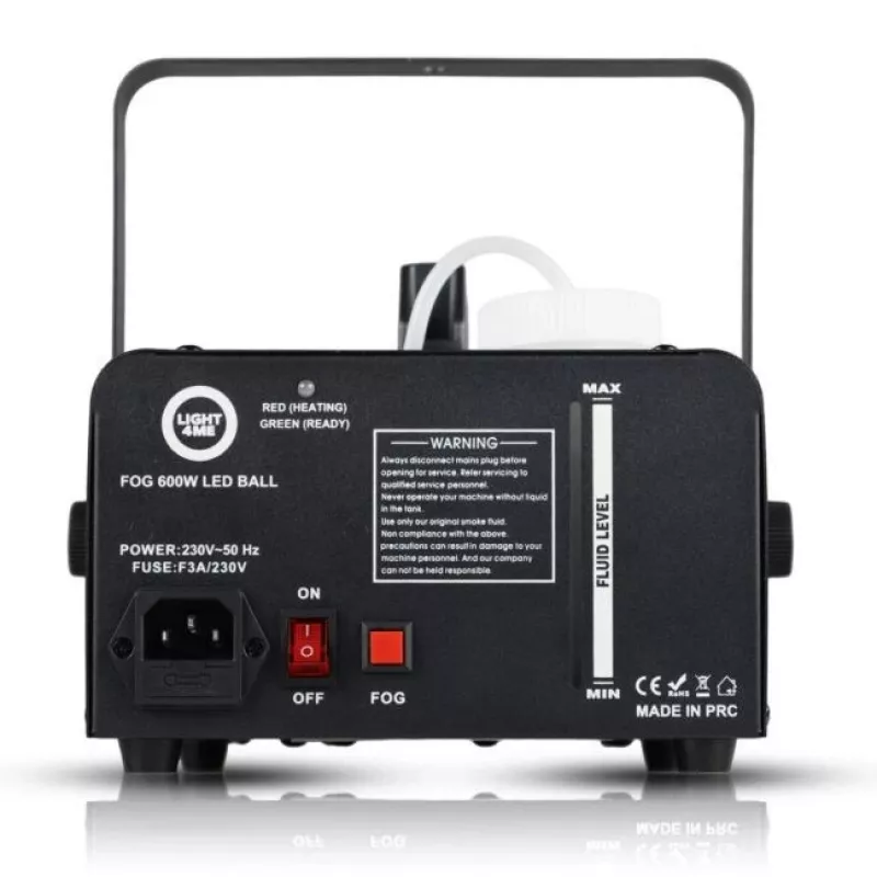 LIGHT4ME FOG 600W LED BALL - Dūmų / rūko mašinos dūmų apšvietimo efektas / disko kamuolys, belaidis nuotolinio valdymo pultelis