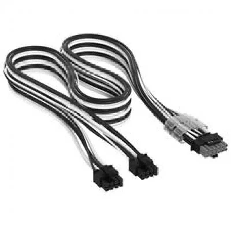 Corsair premium pintas 2x 8-Pin to 12V-2x6 laidas, Type-5 maitinimo šaltiniui - juoda/balta