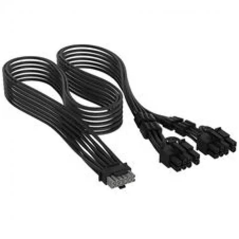 Corsair premium pintas 12V-2x6 to 2x 6+2-Pin-PCIe kabelis, Universal - Juoda