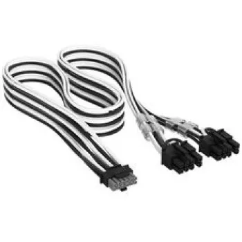 Corsair premium pintas 12V-2x6 to 2x 6+2-Pin-PCIe kabelis, Universal - juoda/Balta