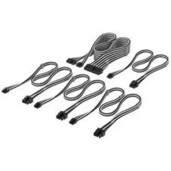 Corsair premium pintas DC kabelis Starter Kit, skirtas 5 tipo maitinimo šaltiniui – juoda/baltas