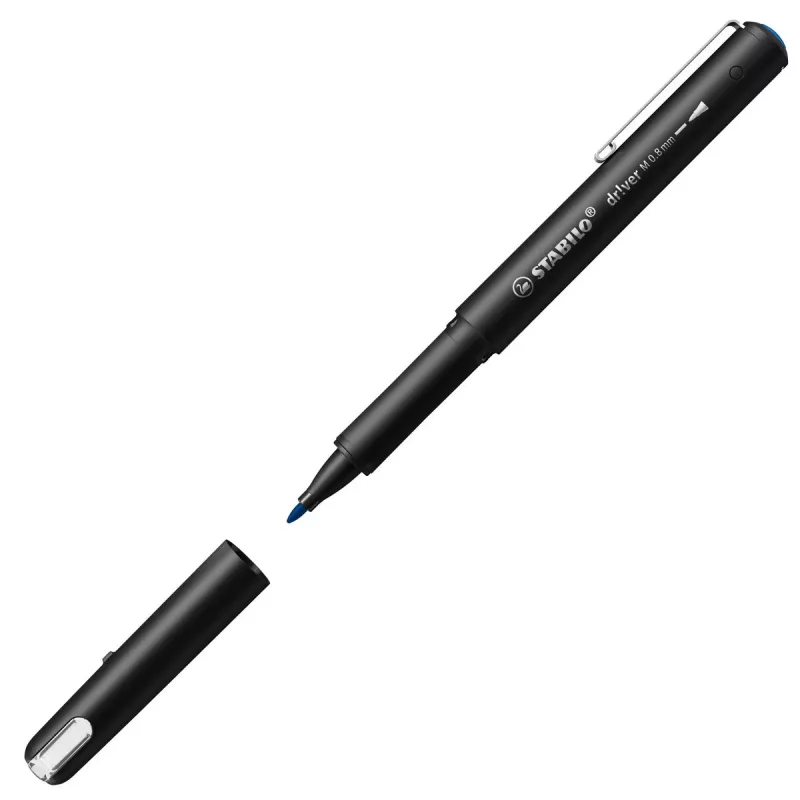 Fineliner rašiklis Stabilo dr!ver Medium (0,8 mm) — Mėlynas rašalas, juodas korpusas