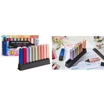 Highlighter Stabilo BOSS Originali NatureCOLORS 10 spalvų stalinis rinkinys, juodas plastikinis laikiklis, kirstas antgalis, 1 vnt. (7010-3-5)