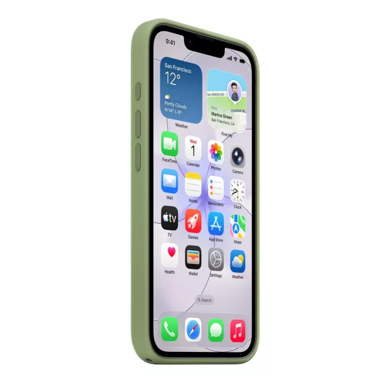 Apsauginis silikoninis dėklas su MagSafe, skirtas Apple iPhone 17e — Light Moss, tinka 15,5 cm (6,1 colio) ekranams