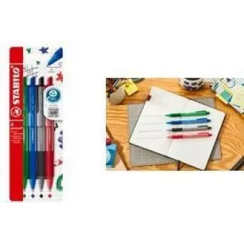 Tušinukas Stabilo pointball colorful, 4 vnt. rinkinys dėkle, neslystanti rankena, minkštas rašalas (6033/4)