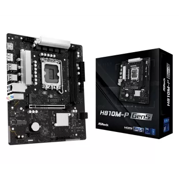 Pagrindinė plokštė ASROCK H810M-P GEN5 — H810 mikroschemų rinkinys, LGA 1700, mATX, DDR5 palaikymas