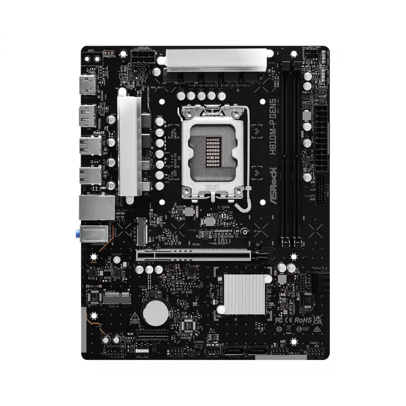 Pagrindinė plokštė ASROCK H810M-P GEN5 — H810 mikroschemų rinkinys, LGA 1700, mATX, DDR5 palaikymas