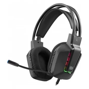 Laidinės USB žaidimų ausinės DEFENDER GOTHIC RGB su mikrofonu, juodos
