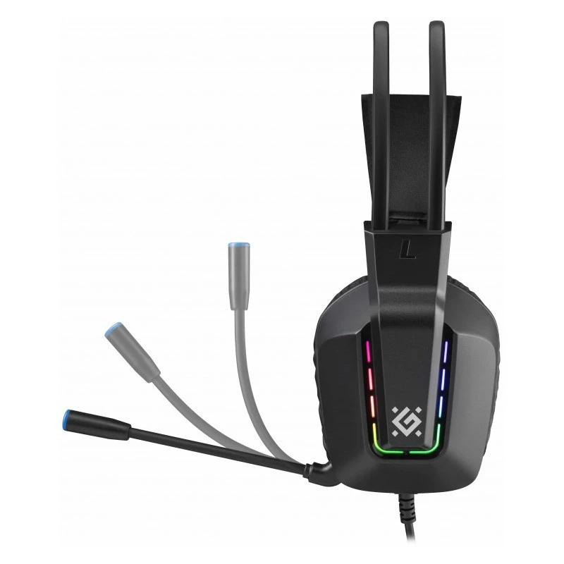 Laidinės USB žaidimų ausinės DEFENDER GOTHIC RGB su mikrofonu, juodos