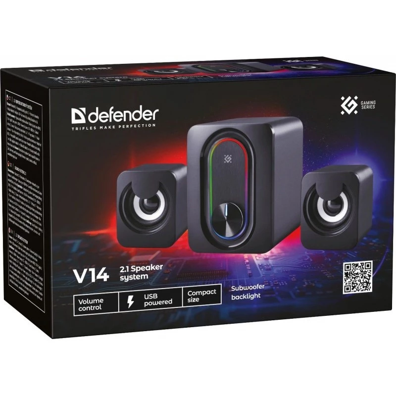 DEFENDER 2.1 kompiuterių kolonėlės G14 — 11W, USB maitinimas, Bluetooth, RGB LED