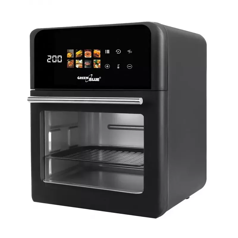 Karšto oro gruzdintuvė GreenBlue GB950 1800 W, 10 l talpa, 8 programos, jutiklinis skydelis, laikmatis, juoda