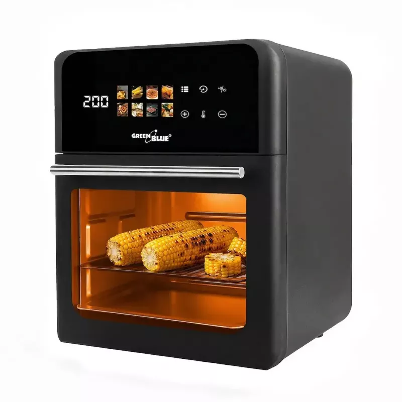 Karšto oro gruzdintuvė GreenBlue GB950 1800 W, 10 l talpa, 8 programos, jutiklinis skydelis, laikmatis, juoda