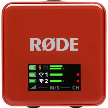 Belaidė mikrofonų sistema Rode Wireless Go III ruda — 2,4 GHz belaidis perdavimas, kompaktiškas dviejų kanalų rinkinys