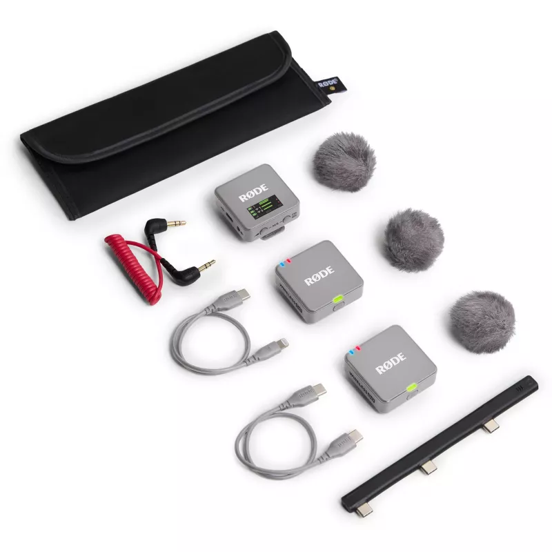 Belaidis mikrofonas Rode Wireless GO III pilkas — kompaktiškas dizainas, įmontuota baterija
