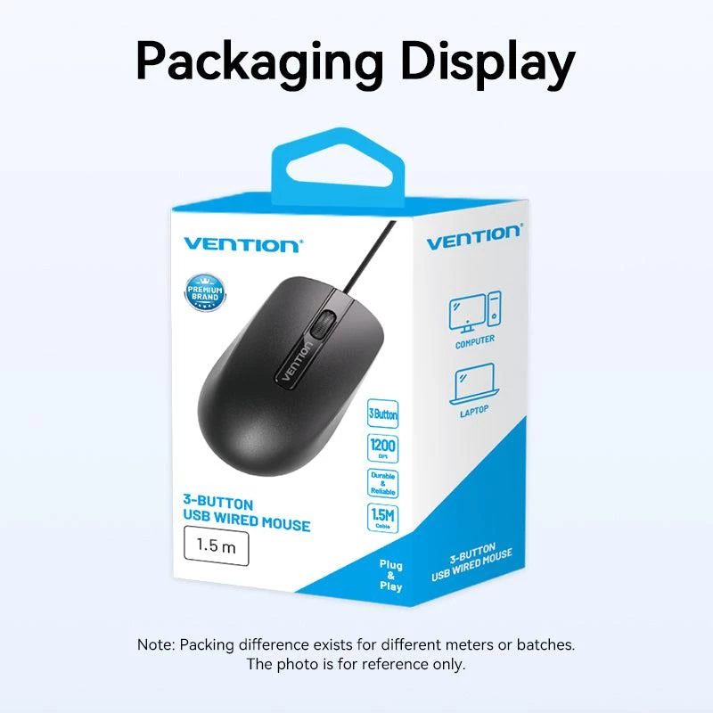 Pelė USB optinė JUODA/KTABG Vention