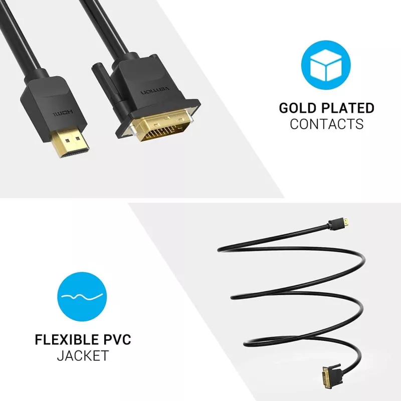 HDMI į DVI laidas 5M/JUODAS Abfbj Vention