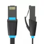 Plokščias tinklo kabelis UTP CAT6 Vention IBJBF RJ45 Ethernet 1000Mbps 1m juodas