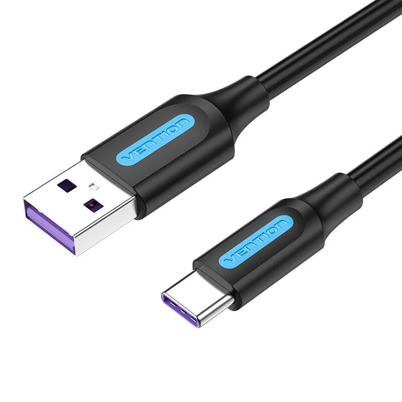 USB 2.0 A į USB-C laidas Vention CORBF 5A 1m juodas PVC