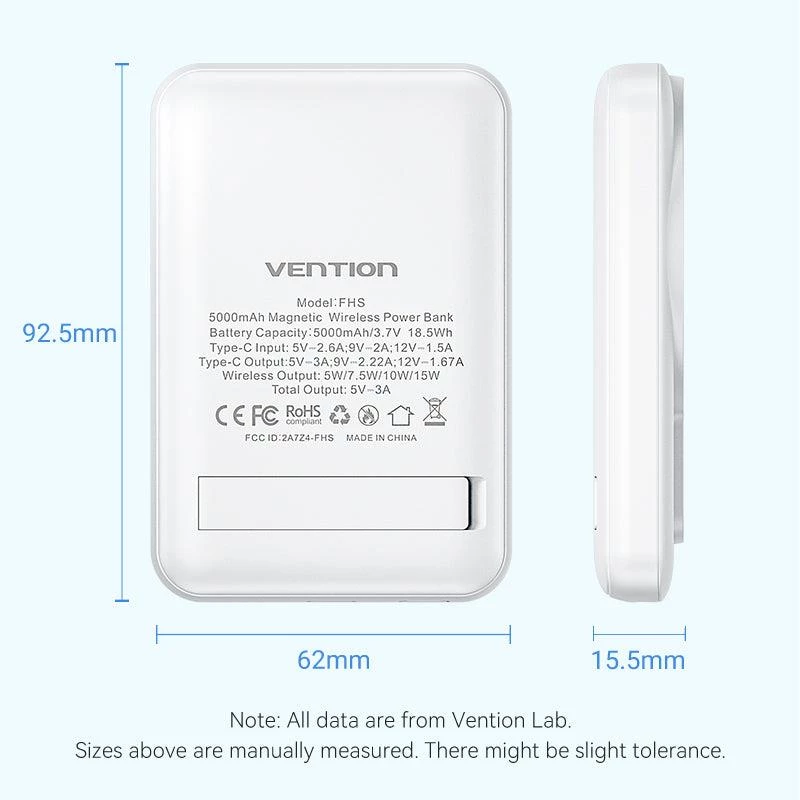Išorinė baterija Wrl 5000MAH 20W/MAGNETIC Juoda FHSB0 Vention
