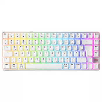 Mechaninio stiliaus kompaktinė belaidė klaviatūra Cherry XTRFY K33 75% QWERTZ vokiečių balta USB + RF + Bluetooth RGB